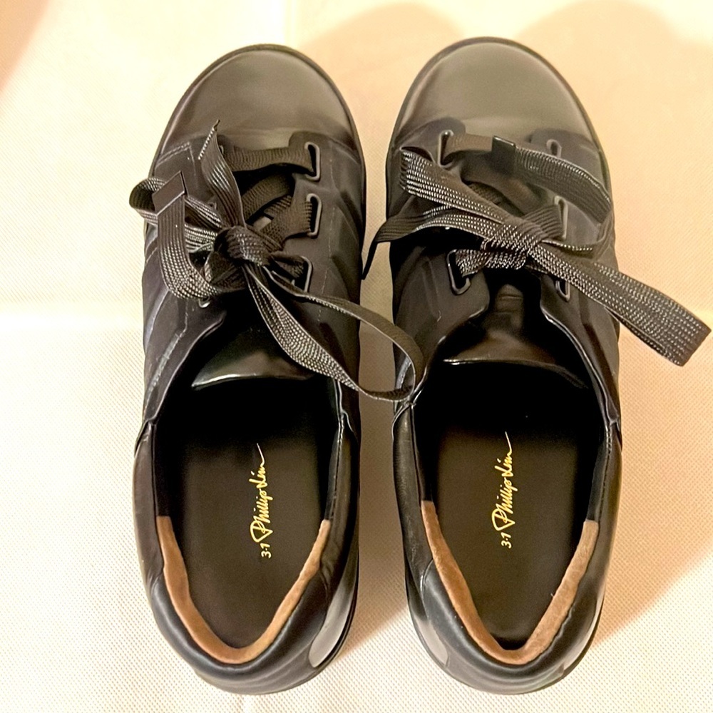 3.1 PHILLIP LIM. Black Sneakers. Leather and Satin. Size US-8, EU-39, NWOT